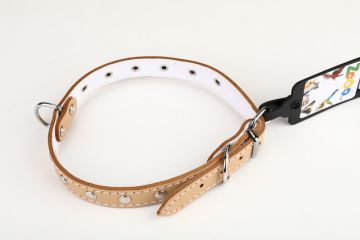 Obojek PETAMME® STELLA, podš.filc.,zd.nýty (18mm x 50cm) přírodní