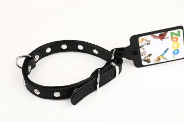 Obojek PETAMME® zdob. kamínkama, podš. (14mm x 35cm) černá