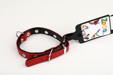 Obojek PETAMME® zdob. kamínkama, podš. (16mm x 40cm) červená