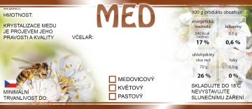 Etikety samolepící na sklenice motiv MED UNI