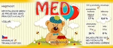 Etikety samolepící na sklenice motiv MEDÍK UNI