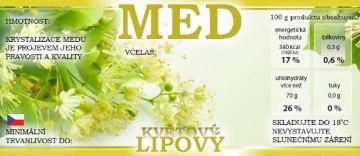 Etikety samolepící na sklenice motiv LIPOVÝ MED
