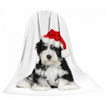 Deka TEXSTAR mikrovlákno 280g 150 x 200 cm, - štěně vánoční