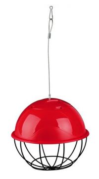 Závěsný míč na potravu napůl plastový/pletivo 16cm