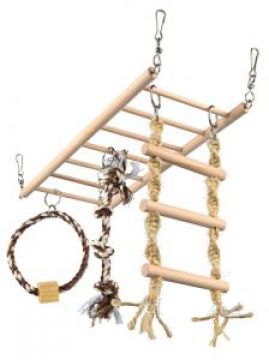 Závěsný žebřík s hračkami-činka,kruh,žebřík pro hlodavce