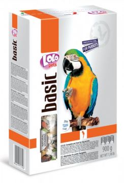 LOLO BASIC kompletní krmivo pro velké papoušky 900g krabička