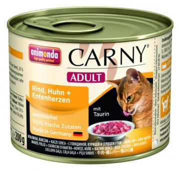 ANIMONDA konzerva CARNY Adult - hovězí,kuře+ kach.srdce 200g