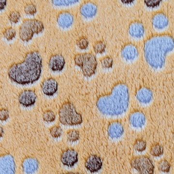 Flísová deka LASLO s tlapičkami 150 x 100 cm, -béžová