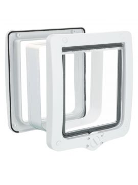 Průchozí dvířka pro kočku XL, s tunelem, 4-cestná,24x28cm, bílá