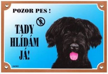 Barevná cedulka Pozor pes, Briard černý