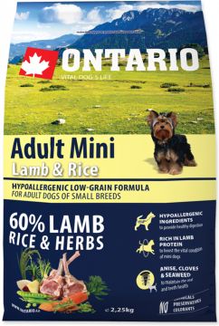 ONTARIO Dog Adult Mini Lamb & Rice 2,25kg