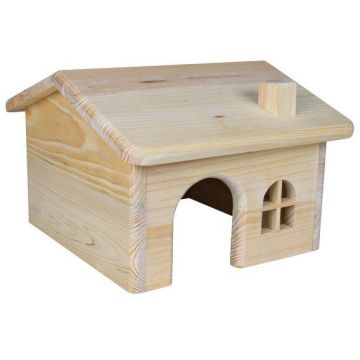 Dř. domek se sedlovou střechou pro myši a křečky15x11x15cm