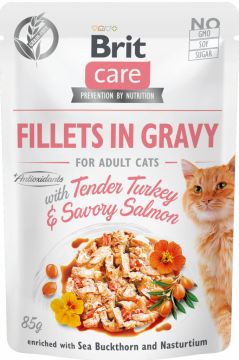 Brit Care Cat Fillets in Gravy Turkey&Salmon 85g