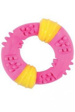 Hračka pes TPR SUNSET kroužek 15cm růžová