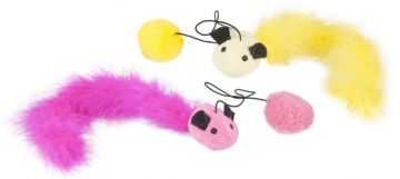 Flamingo hračka pro kočky myš s balonkem 60cmý 19 cm