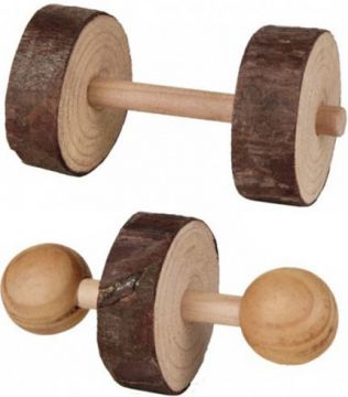 Dřevěné činky pro hlodavce 4,5x9 cm (2 ks)