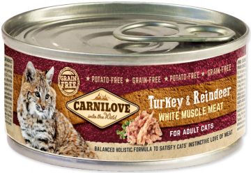 Carnilove White konz Mus Meat Turkey&Reindeer Cats100g
