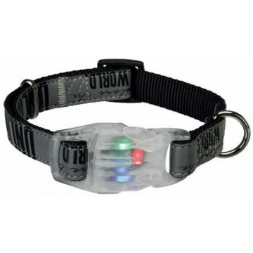 Obojek EXPLORE L-XL 40-65cm/25 mm s blikátkem černý/reflexní