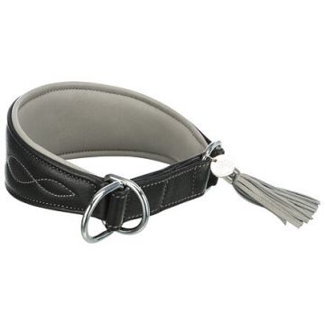 Kožený obojek ACTIVE Comfort pro chrty, S: 27-35cm/55mm, černá/šedá