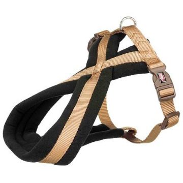 Nylonový postroj PREMIUM podšitý 35-50cm/25mm (S), - karamel