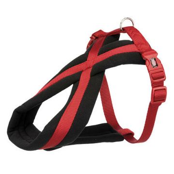 Nylonový postroj PREMIUM podšitý 70-100cm/25mm (L-XL), - červená