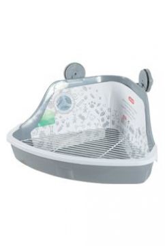 Toaleta pro hlodavce rohová malá šedá