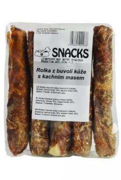 Pochoutka Rolka z buvolí kůže s kachním mas 12,5cm 5ks