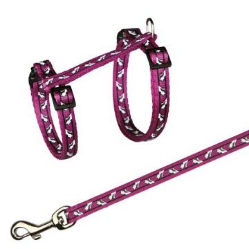 Postroj s vodítkem pro kočku - motiv 27-46cm/10mm 1,20m