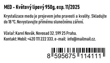 Infoetiketa na med (MED - Květový lipový) 24ks
