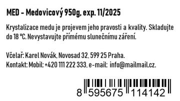 Infoetiketa na med (MED - Medovicový) 24ks