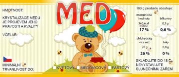 Etikety samolepící na sklenice MEDÍK UNI 100ks