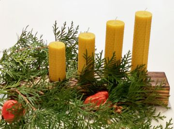 Adventní sada se stojanem, svíčky 3x9,12,15,18 cm