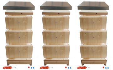 Včelí úl 39x24 3x 3xnást., dno klas., 2x víko 3 cm