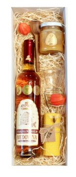 Dárek se skleničkou a medovinou Apimed tm.