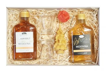 Dárek se skleničky s přírodní a lesní medovinou