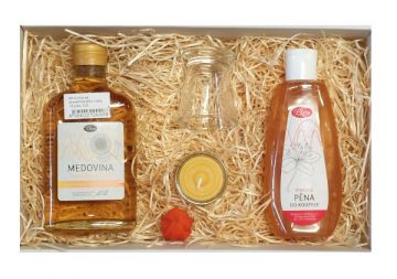 Dárek s pěnou do koupele a slunečnicovou medovinou