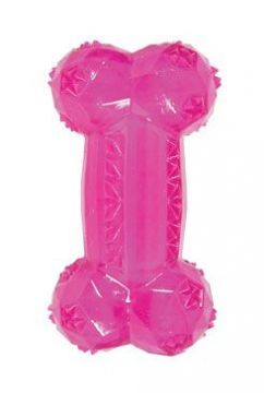 Hračka pes kost BONE TPR POP 12cm růžová