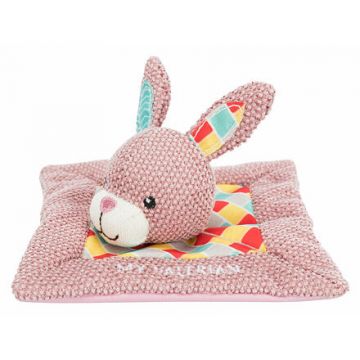 JUNIOR snuggler - plyšový mazlíček, čtverec s králičí hlavou 13 x 13 cm