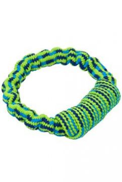 Hračka pes Bungee Kruh modrá/zelená 16cm