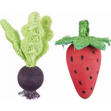 Sada dřevěných hraček - řepa, jahoda, dřevo/lufa,