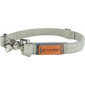 BE NORDIC kožený obojek, L-XL: 55 cm / 30 mm, světlešedá