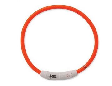 Obojek DOG FANTASY světelný USB oranžový 65 cm