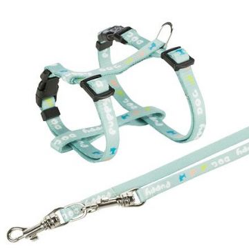 JUNIOR postroj s vodítkem pro štěňata, M-L: 27-45 cm, 2 m, mátová