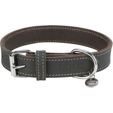 Obojek RUSTIC kožený, M: 37-44 cm/ 25 mm, šedá