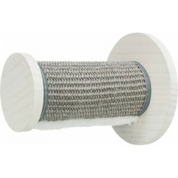 Kulatý schůdek se sisalem, prvek na stěnu, o 18 × 22 cm, borové dřevo, bílá/šedá