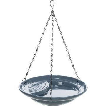 Venkovní závěsná keramická lázeň pro ptactvo, 550ml / 26 cm, modrá