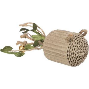 Škrabací myš s rolničkou, 12 cm, karton/konopí