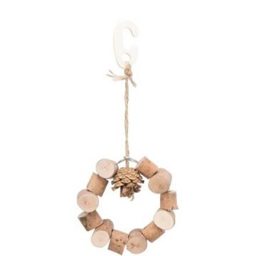 Závěsná okusovací houpačka pro papoušky, borové dřevo, 11 cm