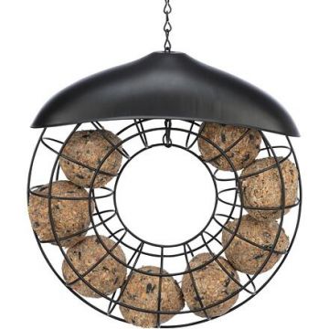 Zásobník VĚNEC se stříškou na 8 lojových koulí, o 24 × 8 cm, černá