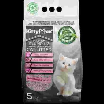 KITTYMAX hrudkující, bezprašný bílý bentonit BABY POWDER 5 l
